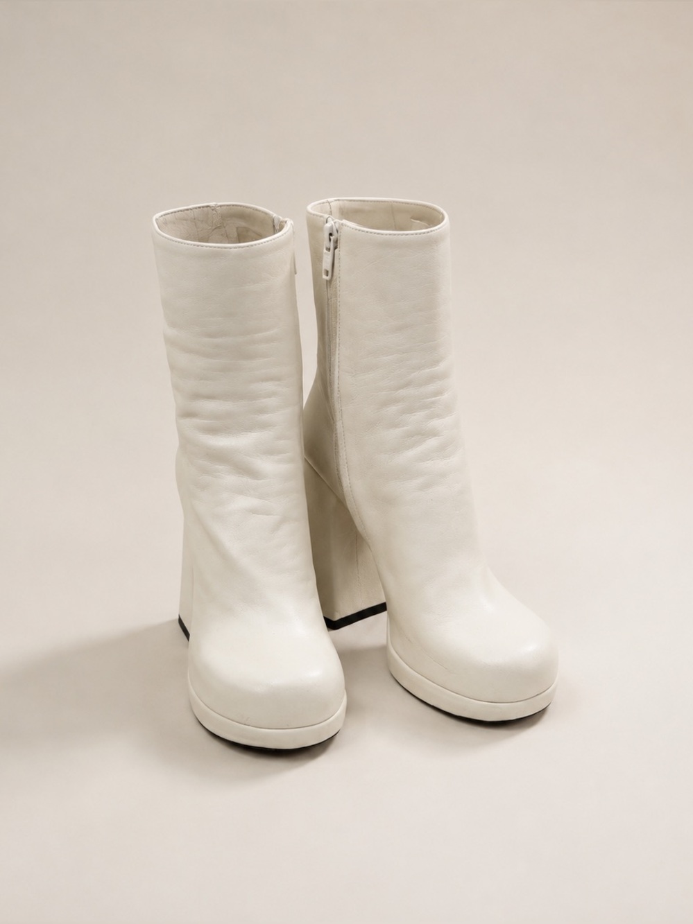 RARE Proenza Schouler Forma Ivory Leather Platform Boots IT37.5/US7.5